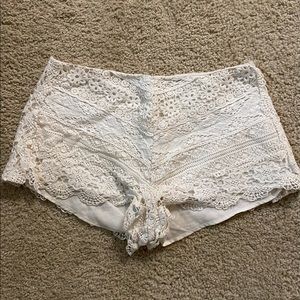 High-Waisted Lace Eyelet Mini Shorts Size 4